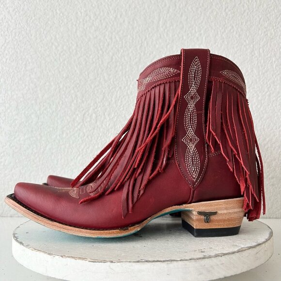 Lane SENITA FALLS Womens Cowboy Bootie 7.5 Red Fringe Western Short Cowgirl Boot - Picture 4 of 11